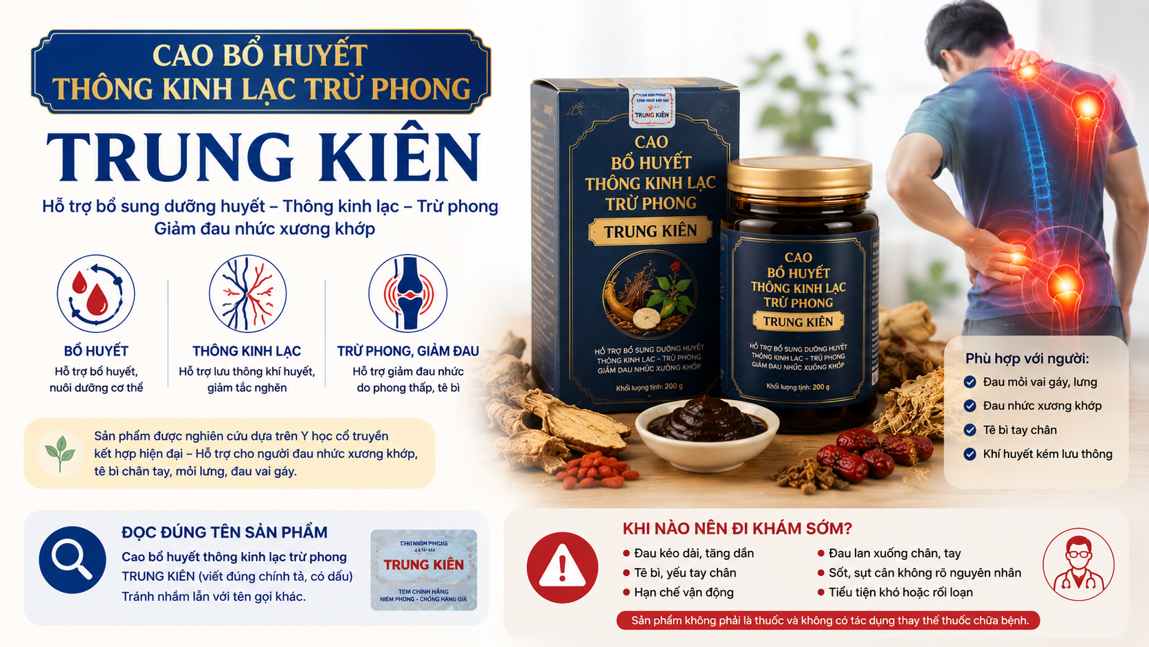 Cao bổ huyết thông kinh lạc trừ phong Trung Kiên