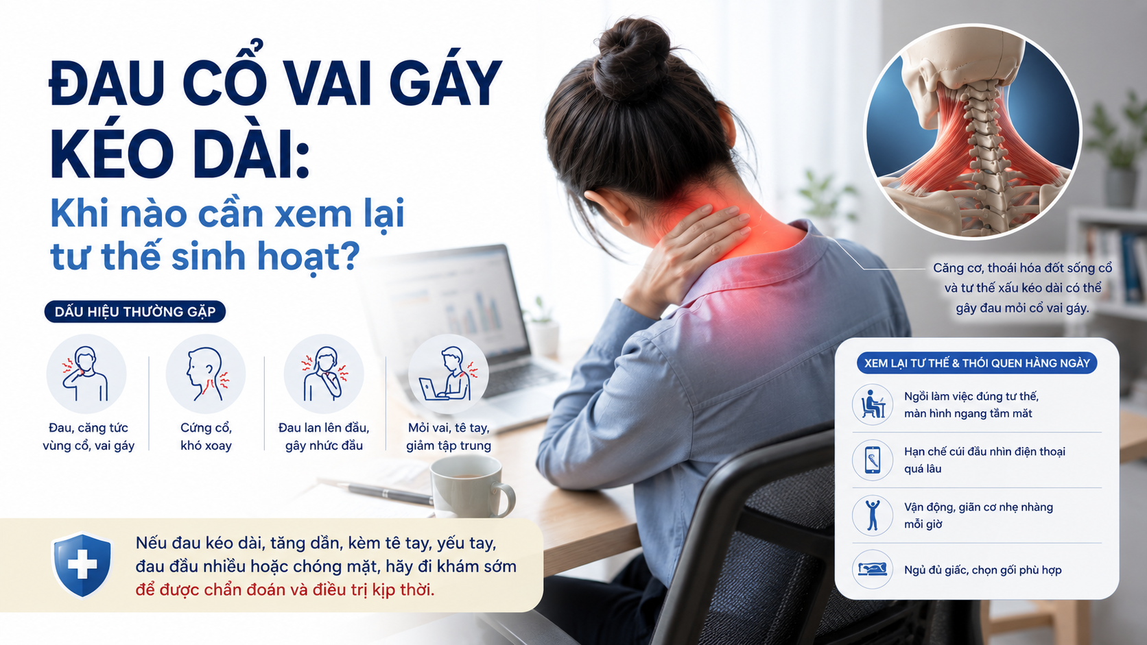Đau cổ vai gáy kéo dài: Khi nào cần xem lại tư thế sinh hoạt?